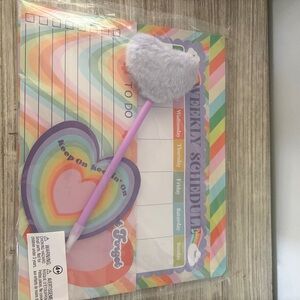 Fluffy Heart Pen and Rainbow Schedule Set